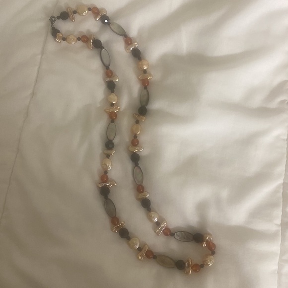 Fresh water pearls abalone beads and crystals necklace 36 inches long - Picture 1 of 5